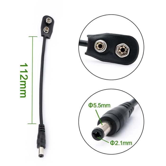 Dimensions of musiclily pro 9v battery clip converter power cable snap connector 2 1mm 5 5mm plug for guitar effect pedals mx2332p