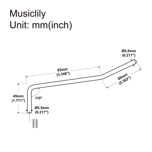 Dimensions of wilkinson 5 5mm steel inner thread tremolo arm whammy bar for korea wilkinson wvs50iik wvs50k wodl1 tremolo bridge mx2350p
