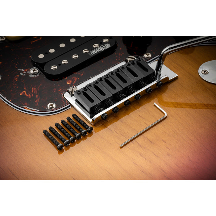 Application of musiclily ultra 10 5mm modern style rectangle full solid brass saddles for strat tele style electric guitar mx2370 6p