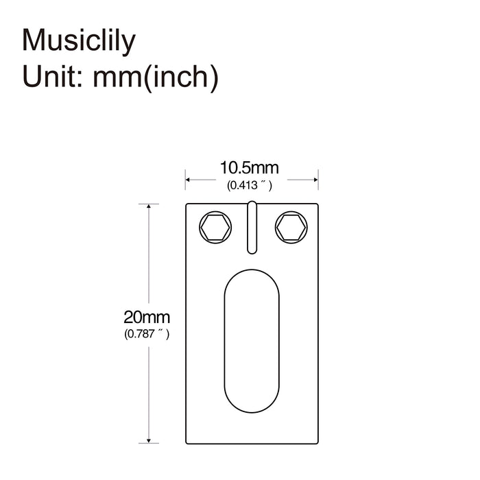 Dimensions of musiclily ultra 10 5mm modern style rectangle full solid brass saddles for strat tele style electric guitar mx2370 6p