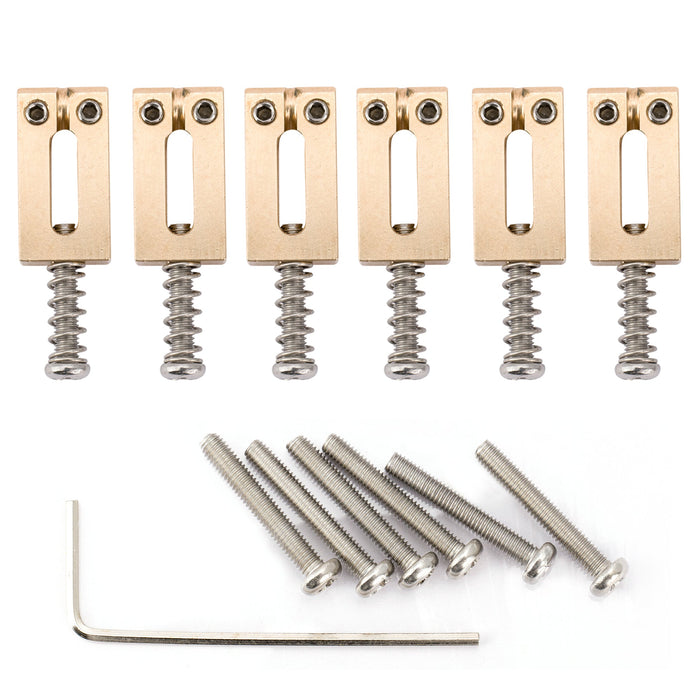 musiclily ultra 10 5mm modern style rectangle full solid brass saddles for strat tele style electric guitar mx2370 6p