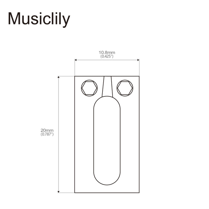 Dimensions of musiclily ultra 10 8mm modern style rectangle full solid brass saddles for strat tele style electric guitar mx2371 6p