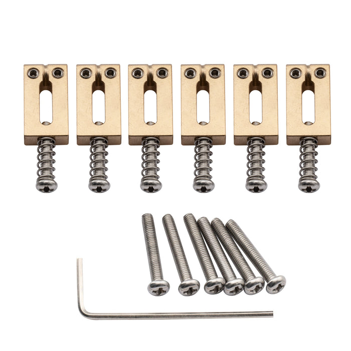 musiclily ultra 10 8mm modern style rectangle full solid brass saddles for strat tele style electric guitar mx2371 6p