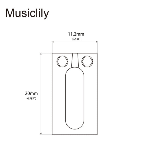 Dimensions of musiclily ultra 11 2mm modern style rectangle full solid brass saddles for vintage strat style electric guitar mx2372 6p