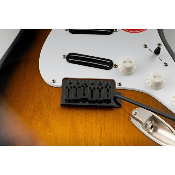 Application of musiclily ultra 52 5mm2 1 16 inch standard 6 screw st tremolo bridge with modern brass saddles 36mm solid brass block push in arm for strat style electric guitar mx2373p