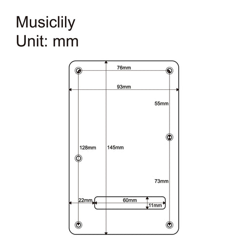 Dimensions of musiclily ultra 6 holes anodized aluminum st guitar backplate for american mexico fender standard strat style electric guitar mx2378p
