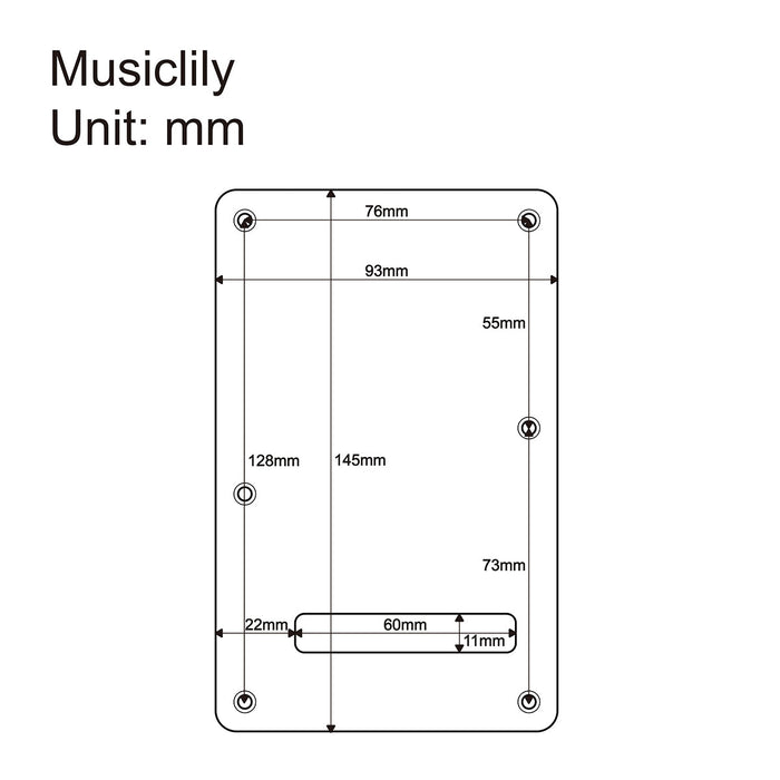 Dimensions of musiclily ultra 6 holes anodized aluminum st guitar backplate for american mexico fender standard strat style electric guitar mx2378p