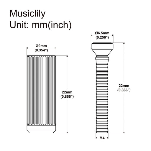 Dimensions of wilkinson wv2 wvp2 tremolo bridge mounting insert and stud mx2387nu 2