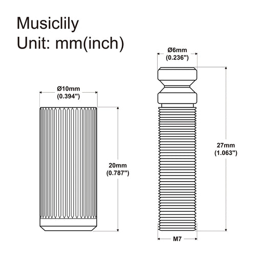 Dimensions of wilkinson wvs50iik tremolo bridge mounting insert and stud mx2389nu 2