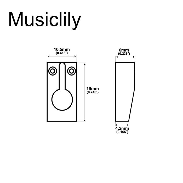 Dimensions of musiclily ultra 10 5mm full solid brass prs style tremolo bridge saddles for strat style electric guitar mx2437 6p