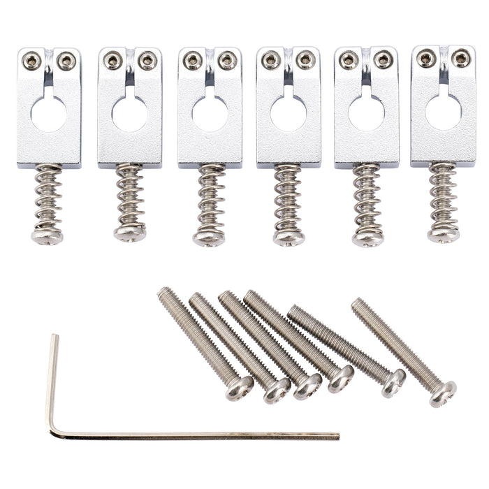 musiclily ultra 10 5mm full solid brass prs style tremolo bridge saddles for strat style electric guitar mx2437 6p, chrome