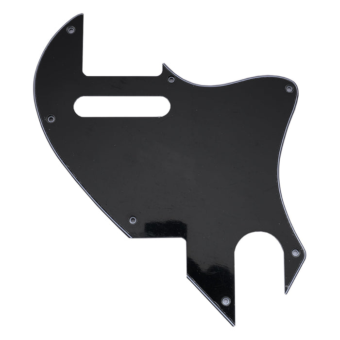 musiclily pro 7 holes guitar pickguard for fender f hole hybrid tele style electric guitar 3ply 4ply mx2451p, black