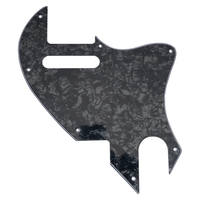 musiclily pro 7 holes guitar pickguard for fender f hole hybrid tele style electric guitar 3ply 4ply mx2451p, black pearl