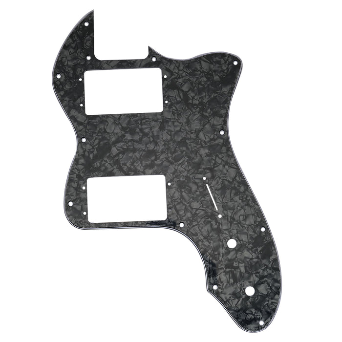 musiclily pro 12 holes wide range hh guitar pickguard for usa mexico fender 72 tele thinline style electric guitar 3ply 4ply mx2453p, black pearl