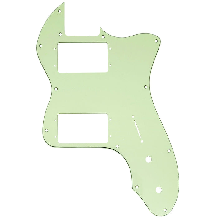 musiclily pro 12 holes wide range hh guitar pickguard for usa mexico fender 72 tele thinline style electric guitar 3ply 4ply mx2453p, mint green
