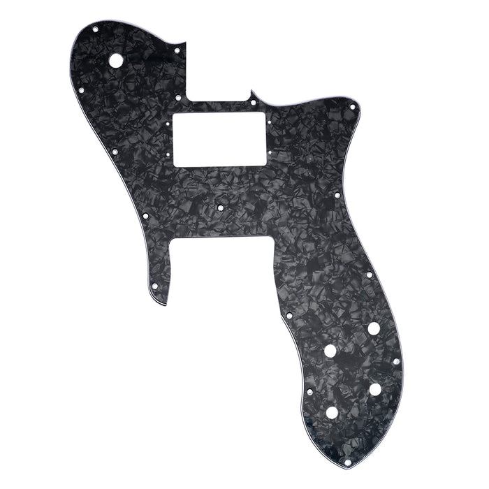 musiclily pro 16 holes wide range humbucker guitar pickguard for usa mexico fender 72 tele custom style electric guitar 3ply 4ply mx2455p, black pearl