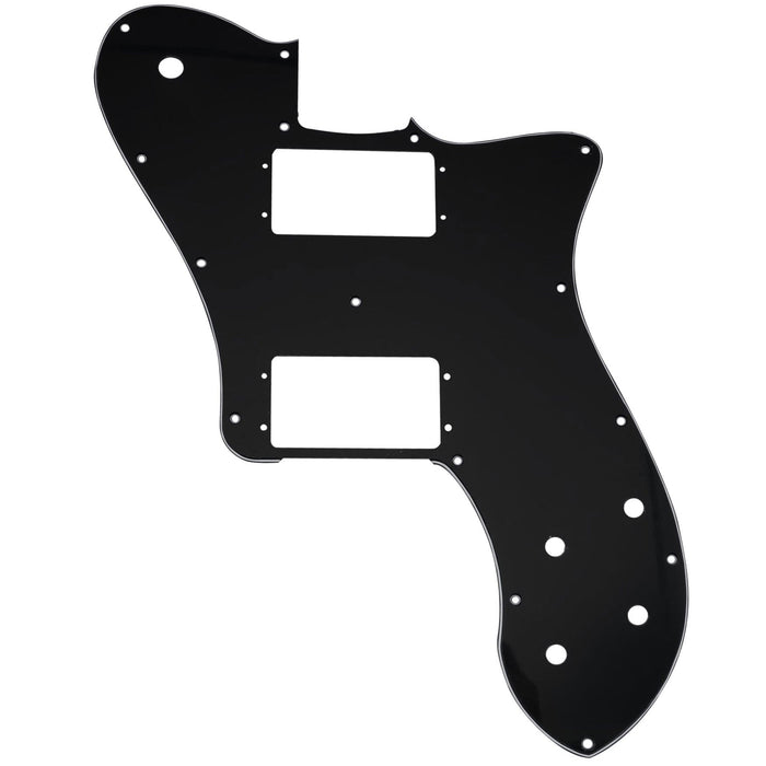 musiclily pro 15 holes wide range hh guitar pickguard for mexico fender 72 tele deluxe style electric guitar 3ply 4ply mx2456p, black