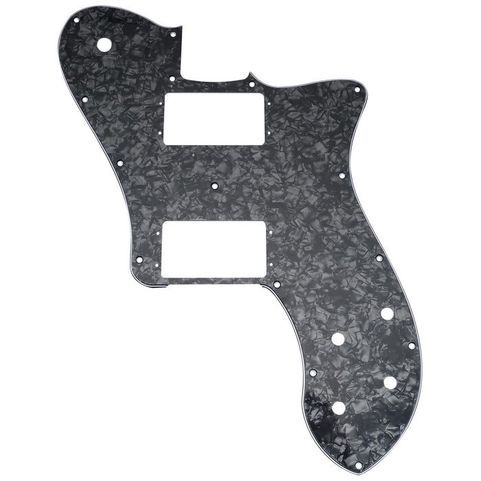 musiclily pro 15 holes wide range hh guitar pickguard for mexico fender 72 tele deluxe style electric guitar 3ply 4ply mx2456p, black pearl