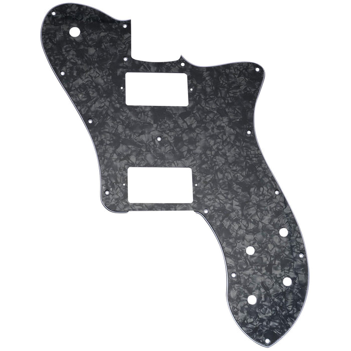 musiclily pro 15 holes covered hh guitar pickguard for mexico fender 72 tele deluxe style electric guitar 3ply 4ply mx2457p, black pearl