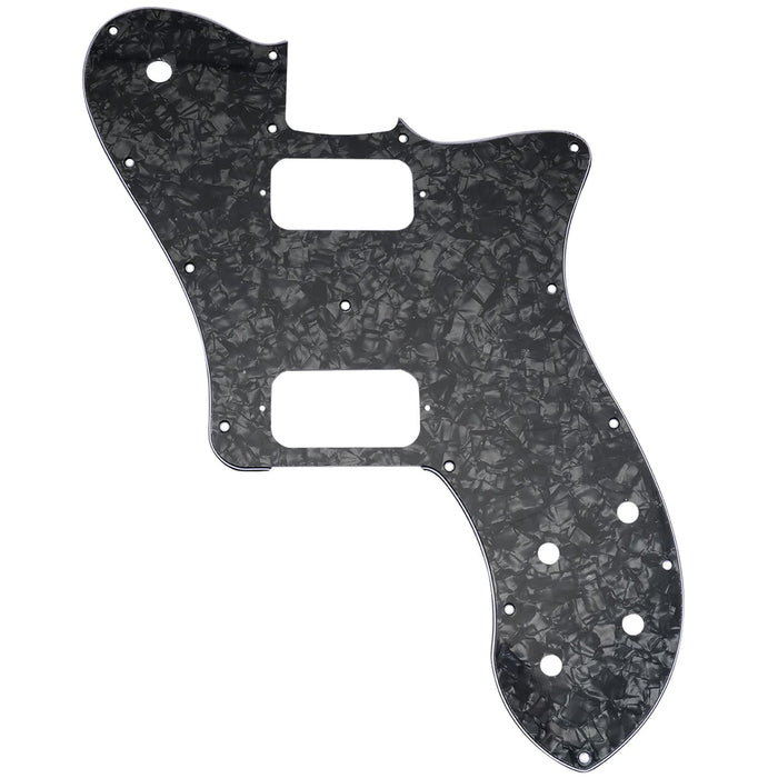 musiclily pro 15 holes uncovered hh guitar pickguard for mexico fender 72 tele deluxe style electric guitar 3ply 4ply mx2458p, black pearl