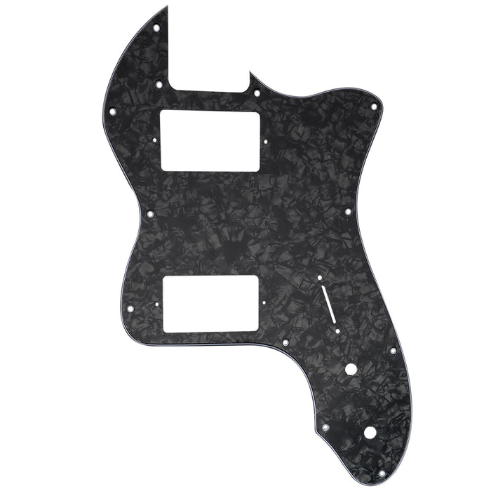 musiclily pro 12 holes covered hh guitar pickguard for usa mexico fender 72 tele thinline style electric guitar mx2460p, black pearl