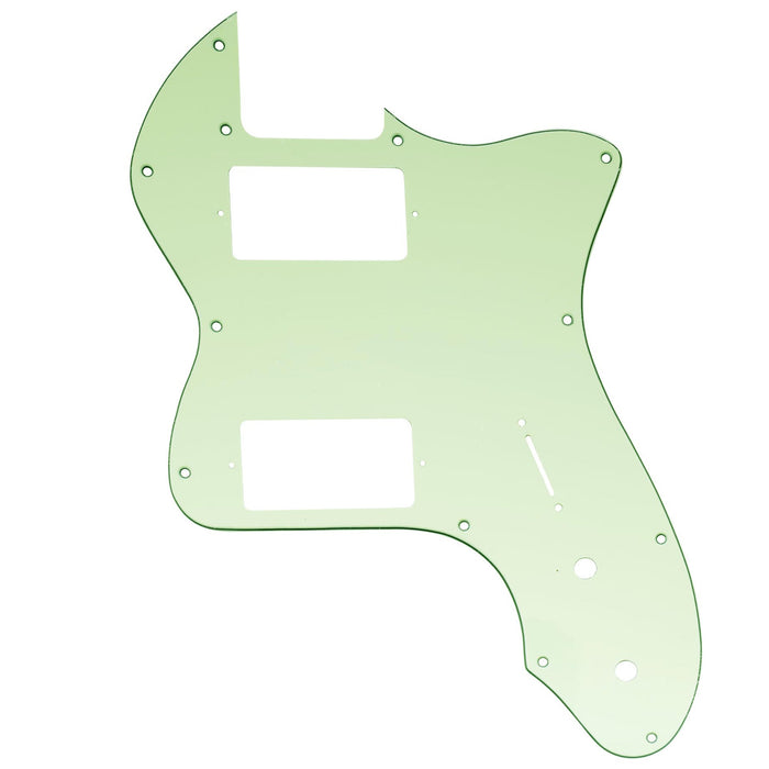 musiclily pro 12 holes covered hh guitar pickguard for usa mexico fender 72 tele thinline style electric guitar mx2460p, mint green