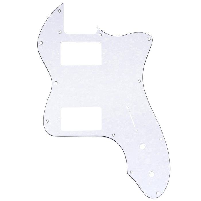 musiclily pro 12 holes covered hh guitar pickguard for usa mexico fender 72 tele thinline style electric guitar mx2460p, white pearl