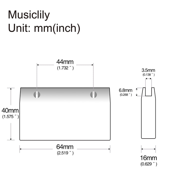 Dimensions of musiclily pro luthier tool guitar bass fret press caul stainless steel block mx2470