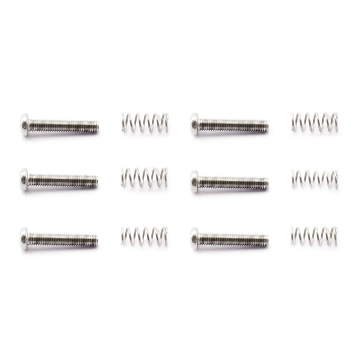 detail of musiclily pro metric m3 16mm steel saddle intonation screws and spring set for imported electric guitar bass bridge mx2472 6mx2491 6p