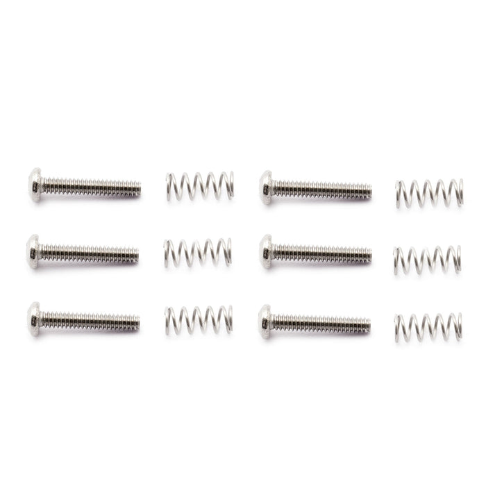 detail of musiclily pro unc 4 40x5 8 inch stainless steel saddle intonation screws and spring set for american electric guitar bass bridge mx2473 6mx2491 6