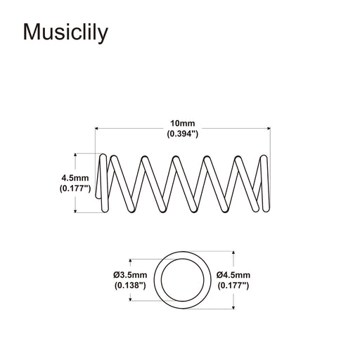 Dimensions of musiclily pro 10x4 5mm steel spring for electric guitar bass bridge saddle set of 20 mx2491 20