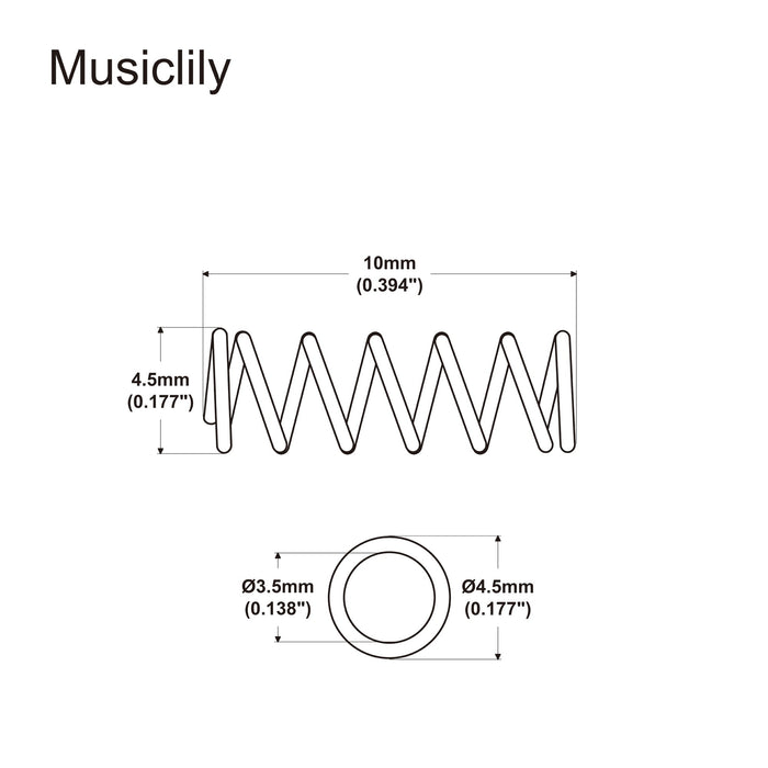 Dimensions of musiclily pro 10x4 5mm steel spring for electric guitar bass bridge saddle set of 20 mx2491 20