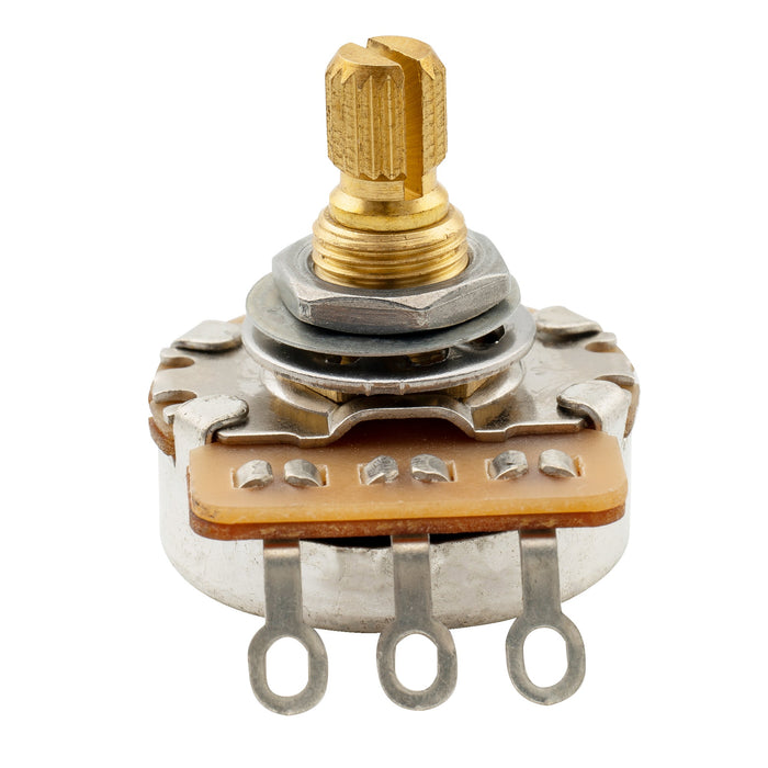 Musiclily Pro HD A250K Potenciómetros de latón métrico tipo split de eje corto 6,5mm de curva logarítmica para guitarra eléctrica y bajo (juego de 10)