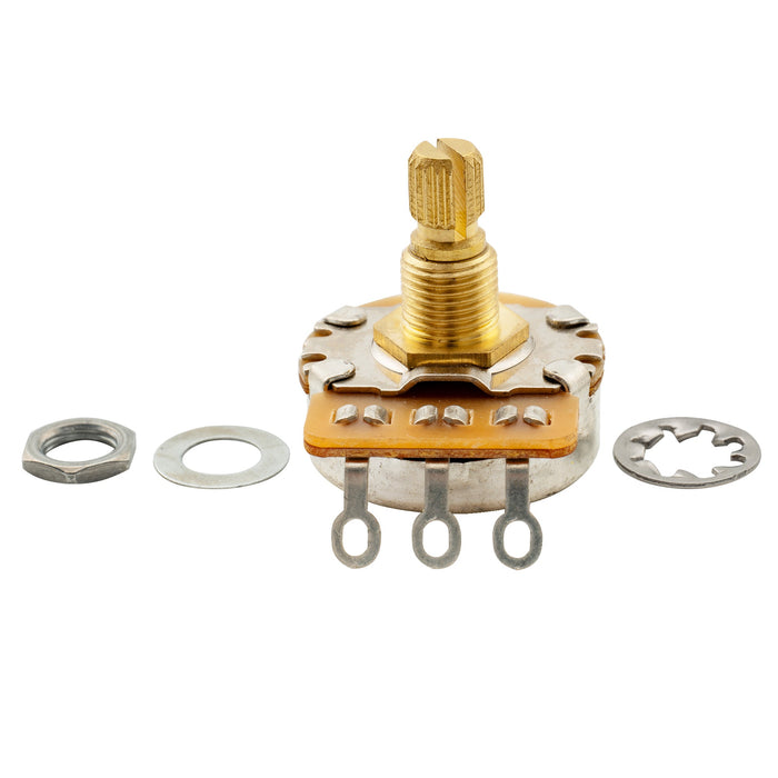 Musiclily Pro HD A250K Potenciómetros de latón métrico tipo split de eje corto 6,5mm de curva logarítmica para guitarra eléctrica y bajo (juego de 10)