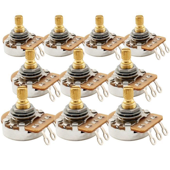 Musiclily Pro HD A250K Pots Brass Metric Split Short Shaft 6.5mm Audio Taper Potenciômetros para Guitarra Elétrica Baixo (Conjunto de 10)