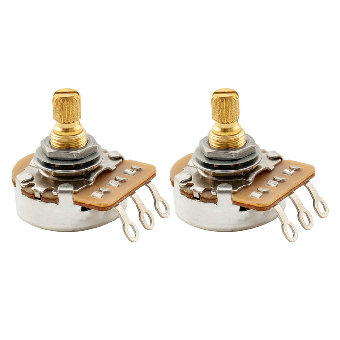 musiclily pro hd a250k full brass metric coarse 18 spline split short shaft pot audio taper potentiometer for electric guitar bass mx2500, 2 pcs