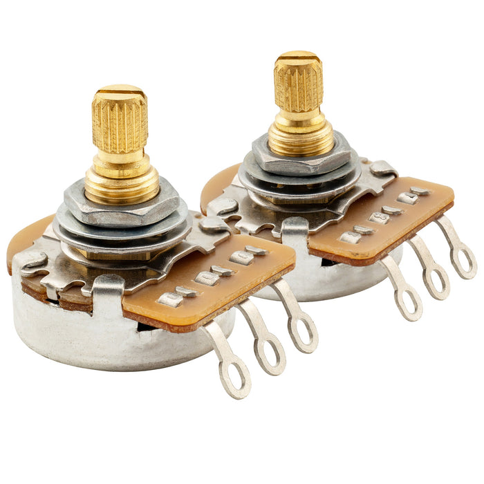 Musiclily Pro HD A250K+B250K Pots Brass Metric Split Short Shaft 6.5mm Audio Linear Taper Potentiometers for ST Tele PB JB Style Electric Guitar Bass (Set of 1A1B)
