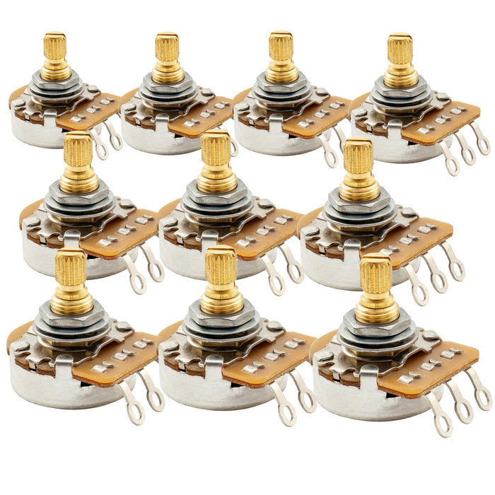 Musiclily Pro HD B250K Potenciómetros de Latón Métricos Eje Corto Ranurado 6.5mm Taper Lineal para Guitarra Eléctrica Bajo (Set de 10)