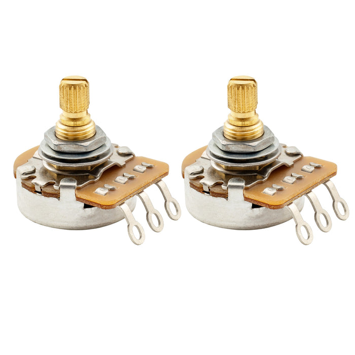 musiclily pro hd b250k full brass metric coarse 18 spline split short shaft pot linear taper potentiometer for electric guitar bass mx2501, 2 pcs
