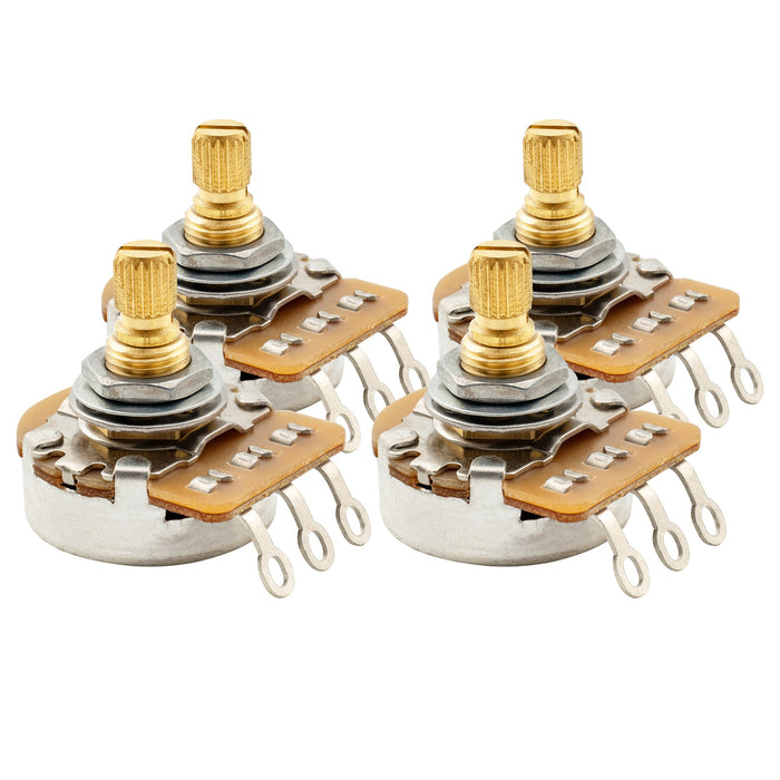 musiclily pro hd b250k full brass metric coarse 18 spline split short shaft pot linear taper potentiometer for electric guitar bass mx2501, 4 pcs