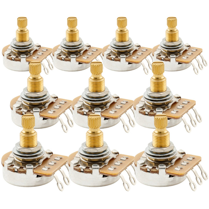 Musiclily Pro HD A500K Potentiomètres à axe fendu standard en laiton métrique 9,5 mm à courbe audio pour guitare électrique basse (lot de 10)