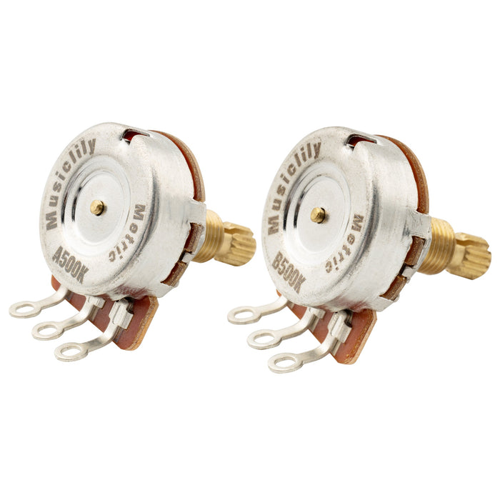 Part of musiclily pro hd a500k b500k full brass metric coarse 18 spline split shaft pots audio linear taper potentiometers for epiphone style electric guitar bass mx2502 2mx2503 2