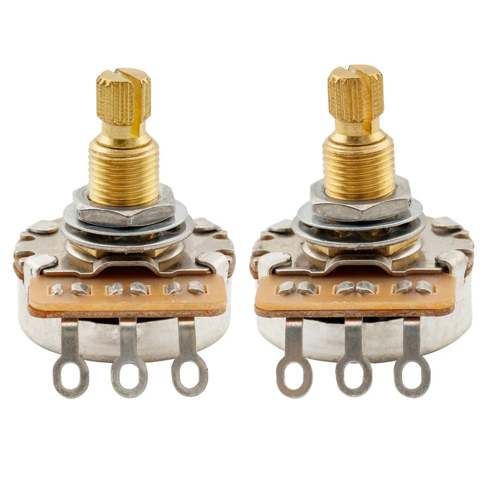 detail of musiclily pro hd a500k b500k full brass metric coarse 18 spline split shaft pots audio linear taper potentiometers for epiphone style electric guitar bass mx2502 2mx2503 2