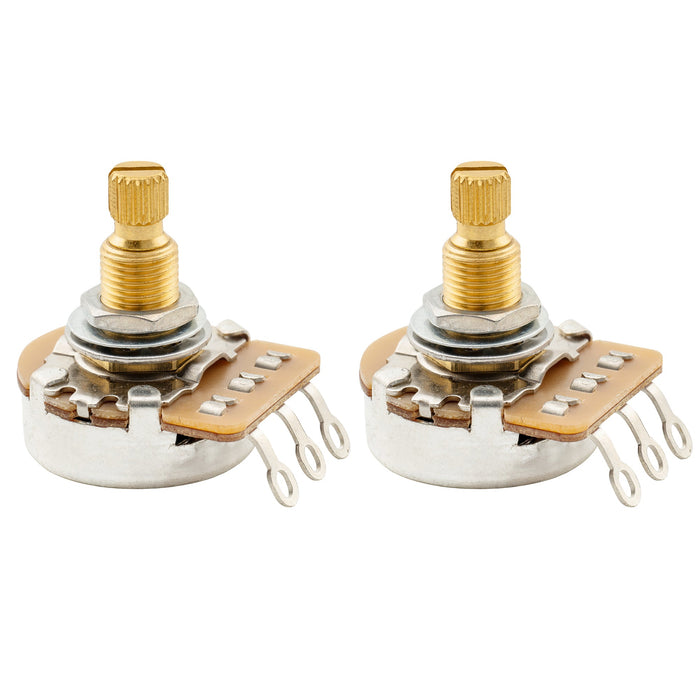 musiclily pro hd a500k full brass metric coarse 18 spline split shaft pot audio taper potentiometer for electric guitar bass mx2502, 2 pcs
