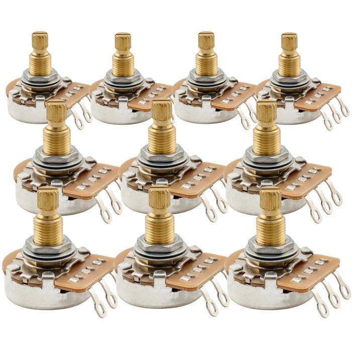 Musiclily Pro HD A25K Pots Brass Metric Split Standard Shaft 9.5mm Audio Taper Potentiometers for Active Pickups Electric Guitar Bass (Set of 10)