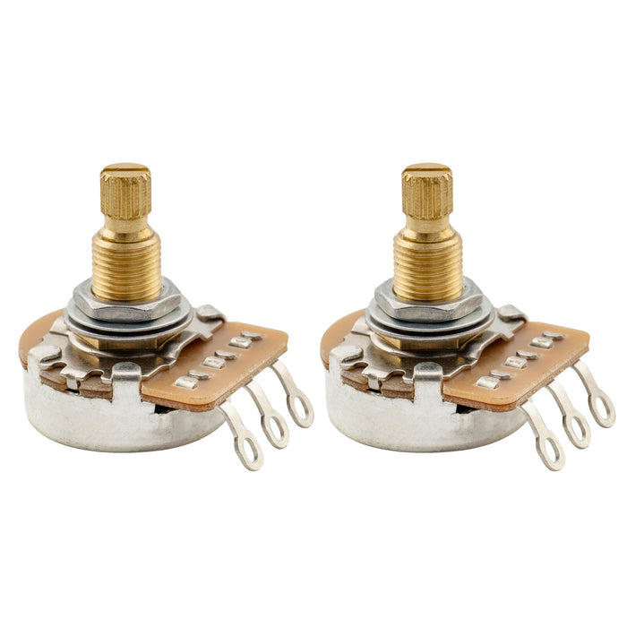 musiclily pro hd a25k full brass metric coarse 18 spline split shaft pot audio taper potentiometer for electric guitar bass mx2504, 2 pcs