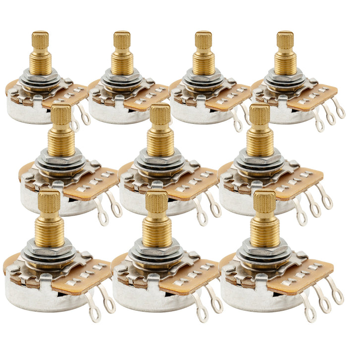 Musiclily Pro HD B25K Pots Brass Metric Split Standard Shaft 9.5mm Linear Taper Potentiometers for Active Pickups Electric Guitar Bass (Set of 10)