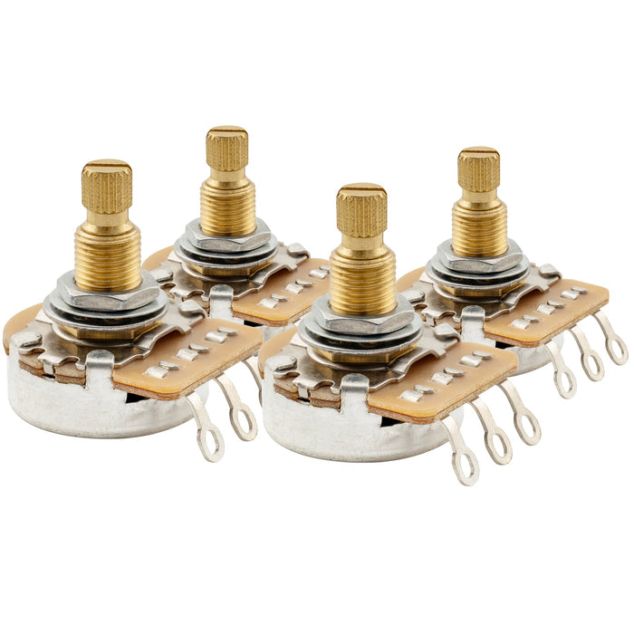 Musiclily Pro HD B25K Pots Messing Metrisch Geteilter Standard Schaft 9,5 mm Linearer Taper Potentiometer für Aktive Tonabnehmer E-Gitarre Bass (Set von 4)