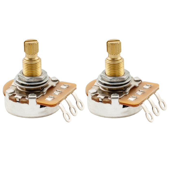 musiclily pro hd b1m full brass metric coarse 18 spline split shaft pot linear taper potentiometer for electric guitar bass mx2507, 2 pcs