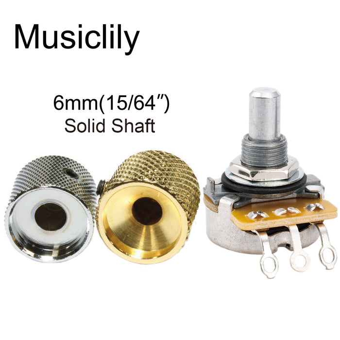 Musiclily Pro HD A250K ポット 真鍮 ミリ規格 ソリッドショートシャフト 6.5mm オーディオテーパーポテンショメータ エレキギターとベース用(10個セット)